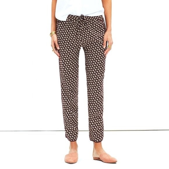 Madewell Track Trousers Coin Tile Flower Print - Picture 1 of 9